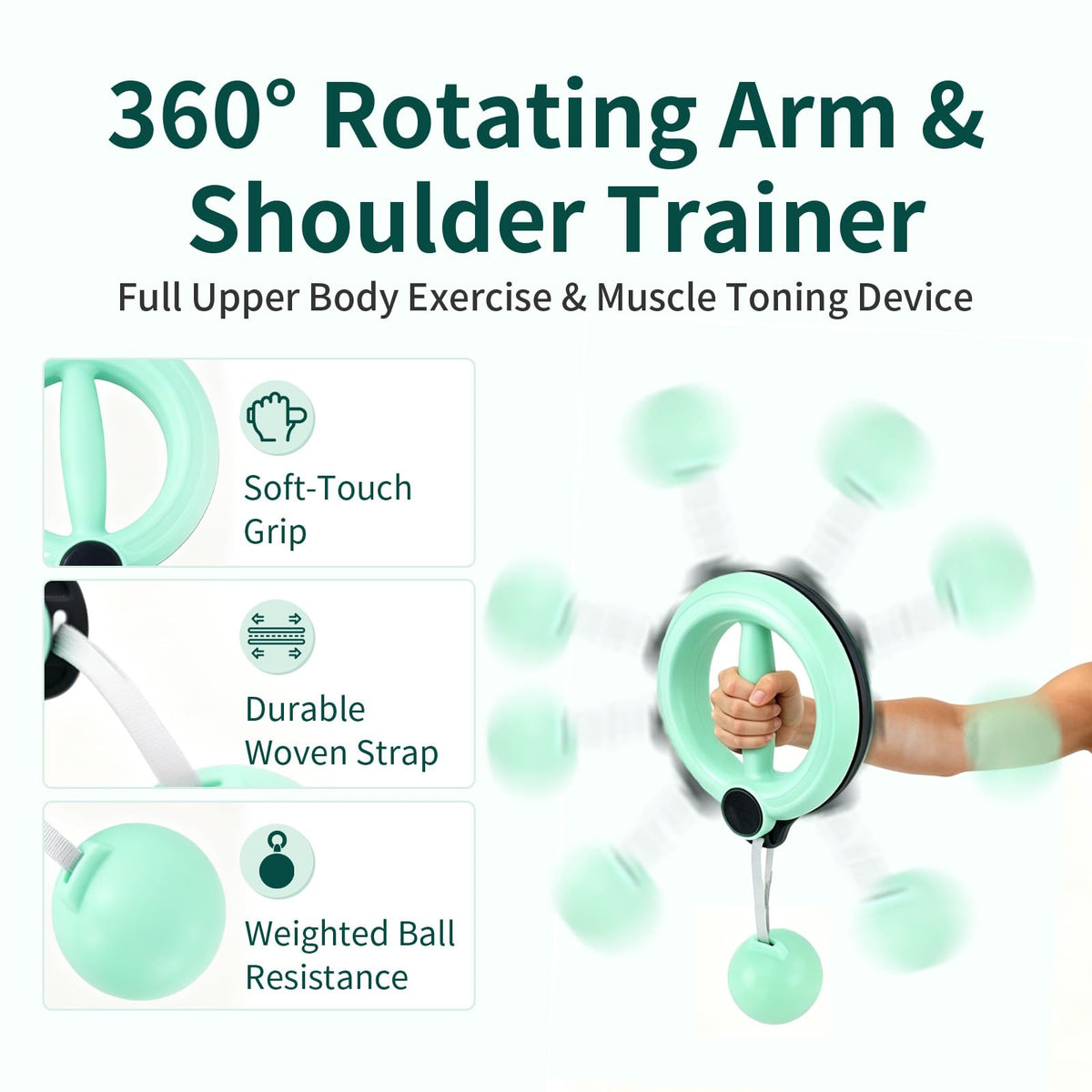 OurStarry Arm Workout Hoop for Women and Men, 360 Degree Hand Crank Forearm Trainer, Shoulder and Chest Exerciser for Wrist and Upper Body Training