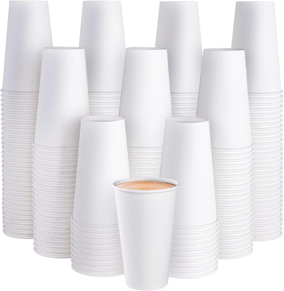 JOLLY PARTY 210 Pack 16 oz Disposable Paper Coffee Cup, Hot/Cold Beverage Drinking Cups for Water, White Paper Hot Coffee Cups