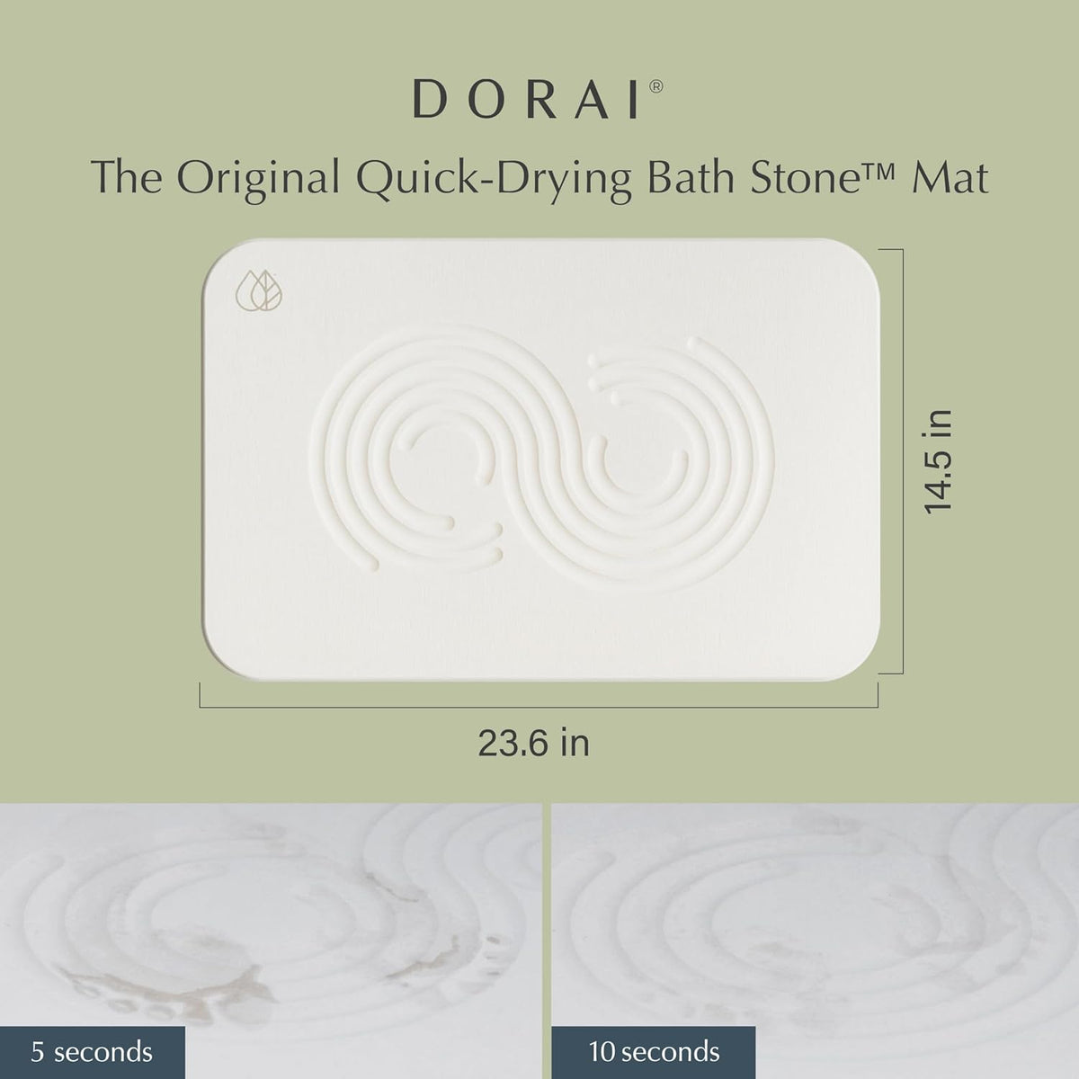Dorai Home Bath Stone Mat 23.6"x15.4"| Luxury Diatomite Stone Bath Mat |Quickly Removes Water | Non-Slip, Quick-Dry Stone Bath Mat for Bathroom | Zen Sandstone - 2 Pack