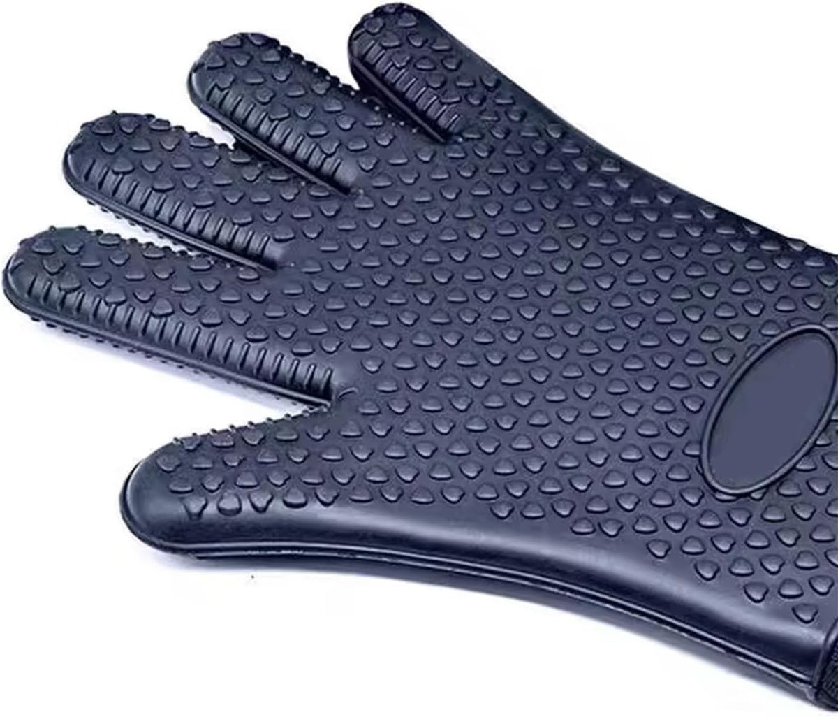 Extra Long Professional Silicone Oven Mitts with Quilted Liner, Durable Heat Resistant Oven Gloves, Heat Resistant Oven Gloves,2 Pack (Black)