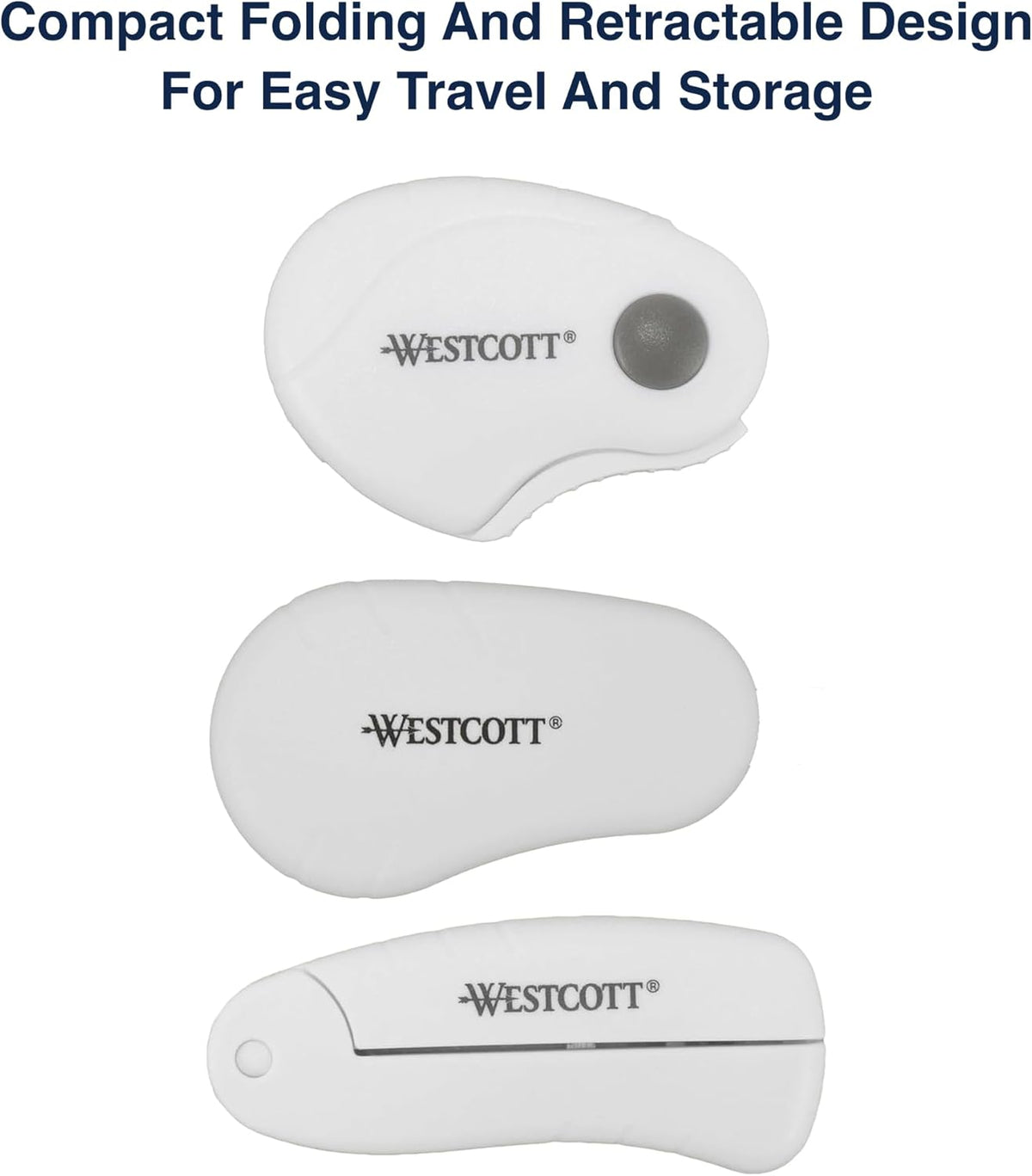 Westcott Titanium-Bonded Mini 3-Piece Travel Set - Folding Scissors for Fabric and Paper, Slicer & Rotary Cutter for Fabric