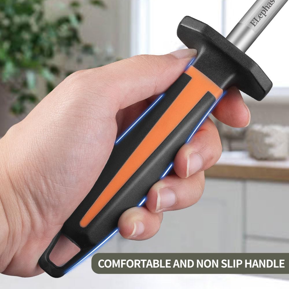 Selected High-Carbon Steel Honing Rod - Honing Steel Made of Hardened with Classic Simplicity Handle Sharpening Steel for Knife Sharpeners for Kitchen Knives (10IN)
