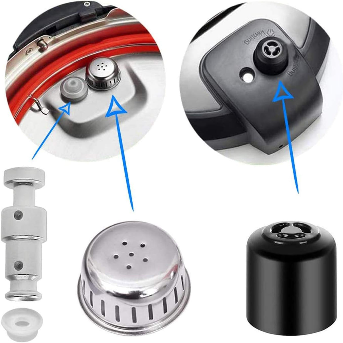Steam Release Handle, Original Float Valve Replacement Parts with 3 Silicone Caps for Instant Pot Ultra 3, 6, 8 Qt，Instant Pot Duo/Duo Plus 3, 5, 6 Qt by ZYLONE