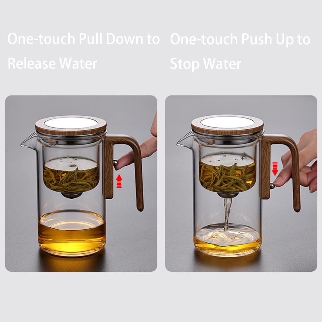 Enchanti Tea Pot, Witchcraft Magic Glass Teapot with Infuser Strainer and Lid for Loose Leaf Tea Herbal, Magnetic Water Separation Tea Maker Kettle with Cups Clear Enchantipot (1000ml)