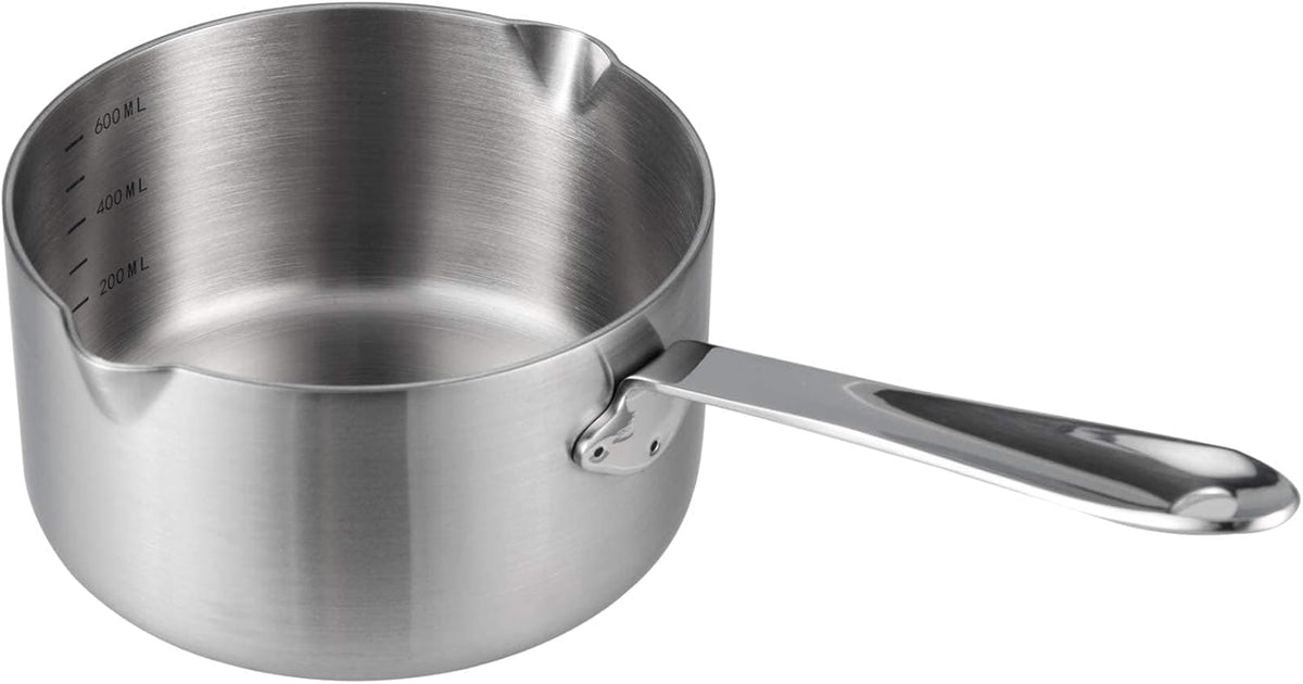 IMEEA Milk Butter Warmer Mini Butter Melting Pot Coffee Maker with Dual Pour Spout 18/10 Tri-Ply Stainless Steel (20oz/600ml)
