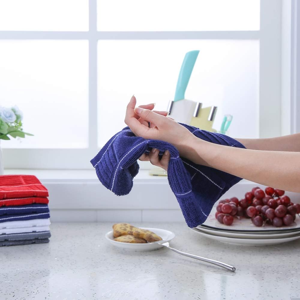 Glynniss Kitchen Dish Cloths for Washing Dishes, Cotton Dish Rags for Drying Cleaning, Pack of 8 Dishcloths (red, 12x12 inches)