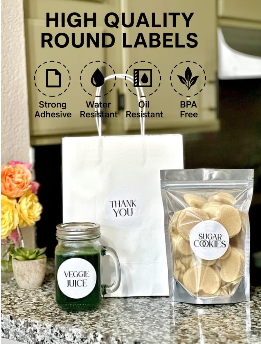 2.5 inch Round Thermal Labels – White-Direct Thermal Sticker Rolls for Small Business, Packaging, Compatible with Mumbyn, Nelko, Rollo, Zebra| 1" Core | Self-Adhesive | 1 Roll 500 Labels