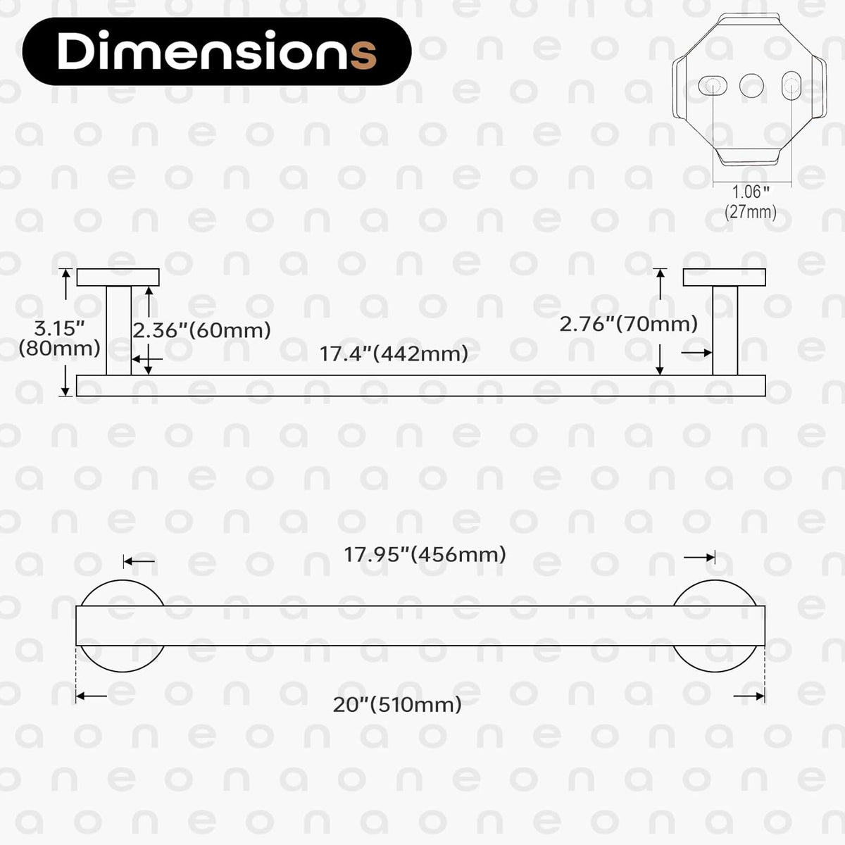20 Inch Bathroom Towel Bar Bath Towel Rack Kitchen Towel Holder Towel Shelf Wall Mounted SUS304 Stainless Steel Oil Rubbed Bronze AN4001ORB-L20
