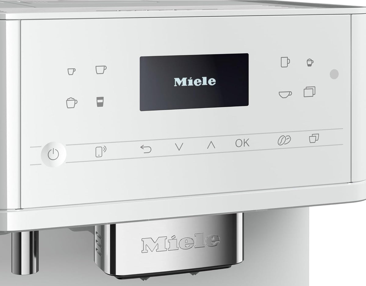 Miele CM 6160 MilkPerfection Automatic Coffee Machine - OneTouch for Two, AromaticSystem, 4 individual profiles, DoubleShot, WiFi-compatible, LED lighting, easy cleaning, in Lotus White