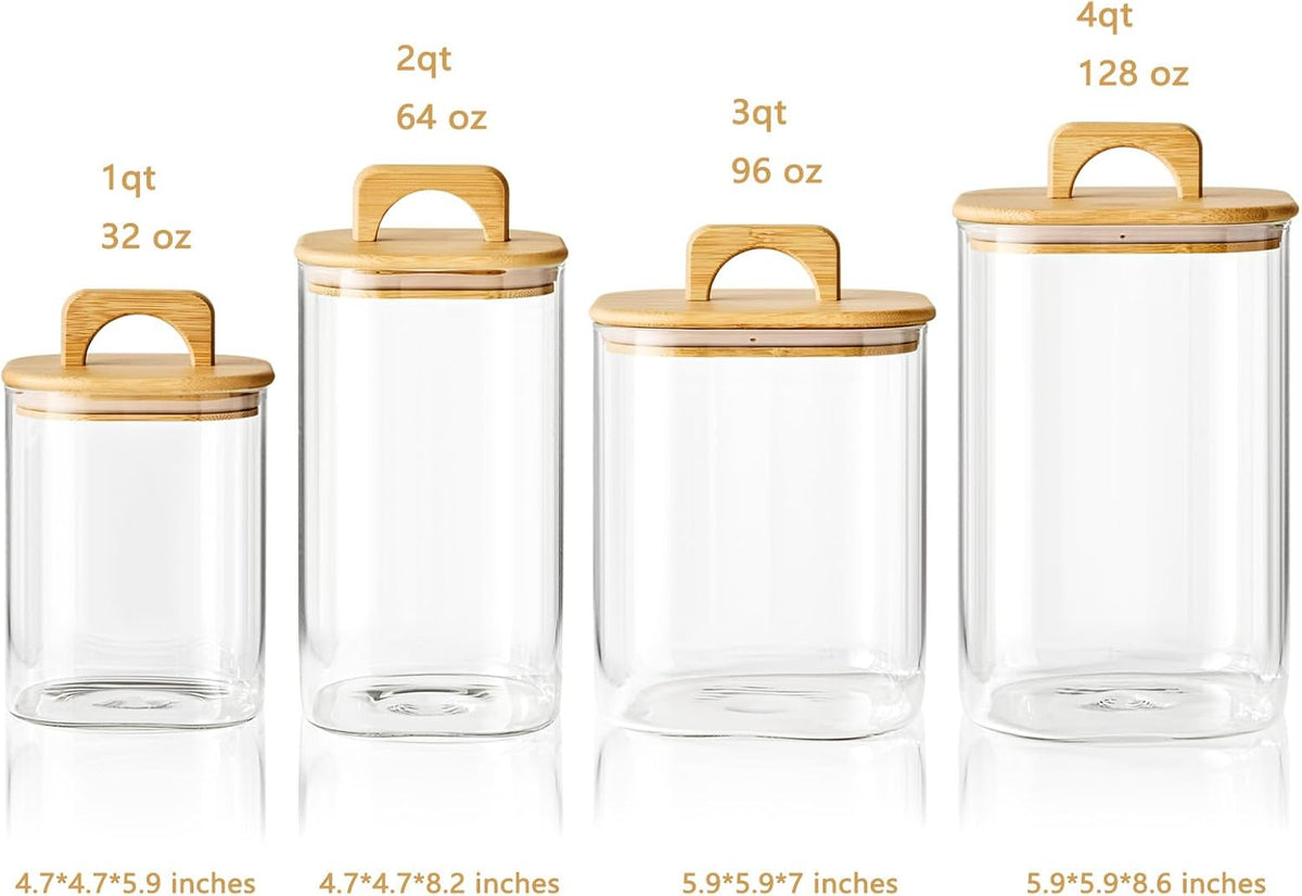 Sweejar 3 qt Glass Jars for Laundry Room Organization, 96 oz Laundry Pods Container, Glass Food Storage Jars with Airtight Lid, 1 Pack, Hand Lid