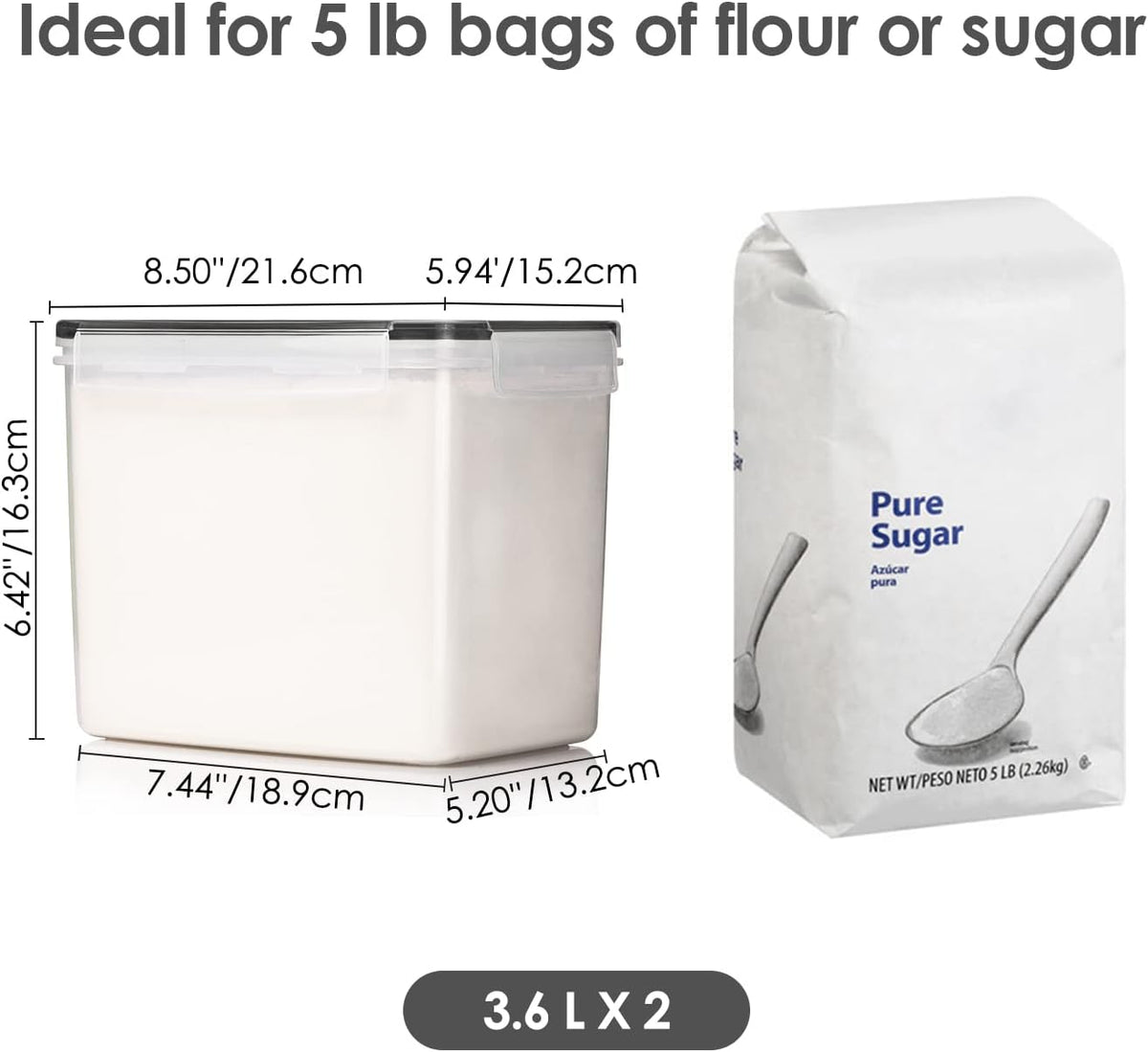 Vtopmart Airtight Food Storage Containers 6 Pieces - Plastic BPA Free Kitchen Pantry Storage Containers for Sugar,Flour and Baking Supplies - Dishwasher Safe - Include 24 Labels, Black