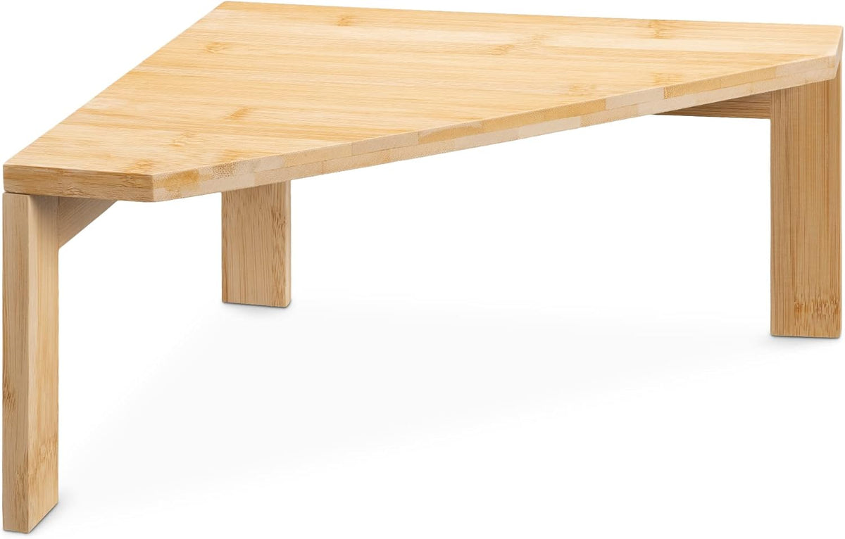 Navaris Bamboo Corner Shelf Unit - Free-Standing Corner Shelf for Kitchen Cabinet Cupboard Countertop Work Surface Storage Organizer 11.8"x11.8"x5.9"