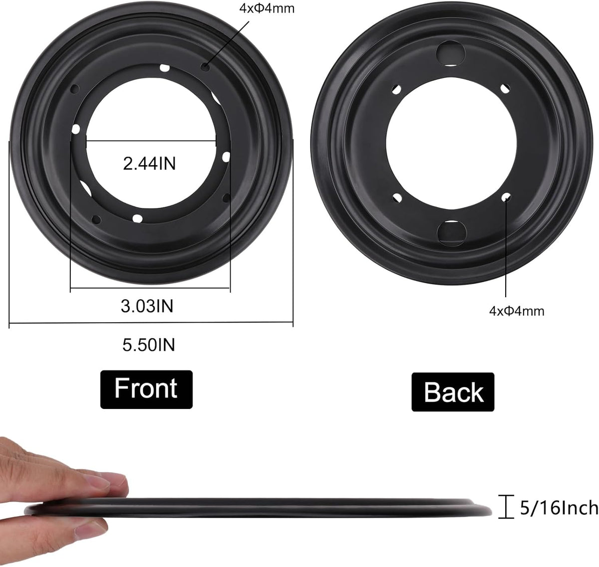 2Pack 5.5" Lazy Susan Hardware 5/16" Thick Round Rotating Bearing Plate, Black Swivel Plate Base 300lbs Capacity Lazy Susan Turntable Bearing Base for Rotating Table, Serving Tray, Kitchen
