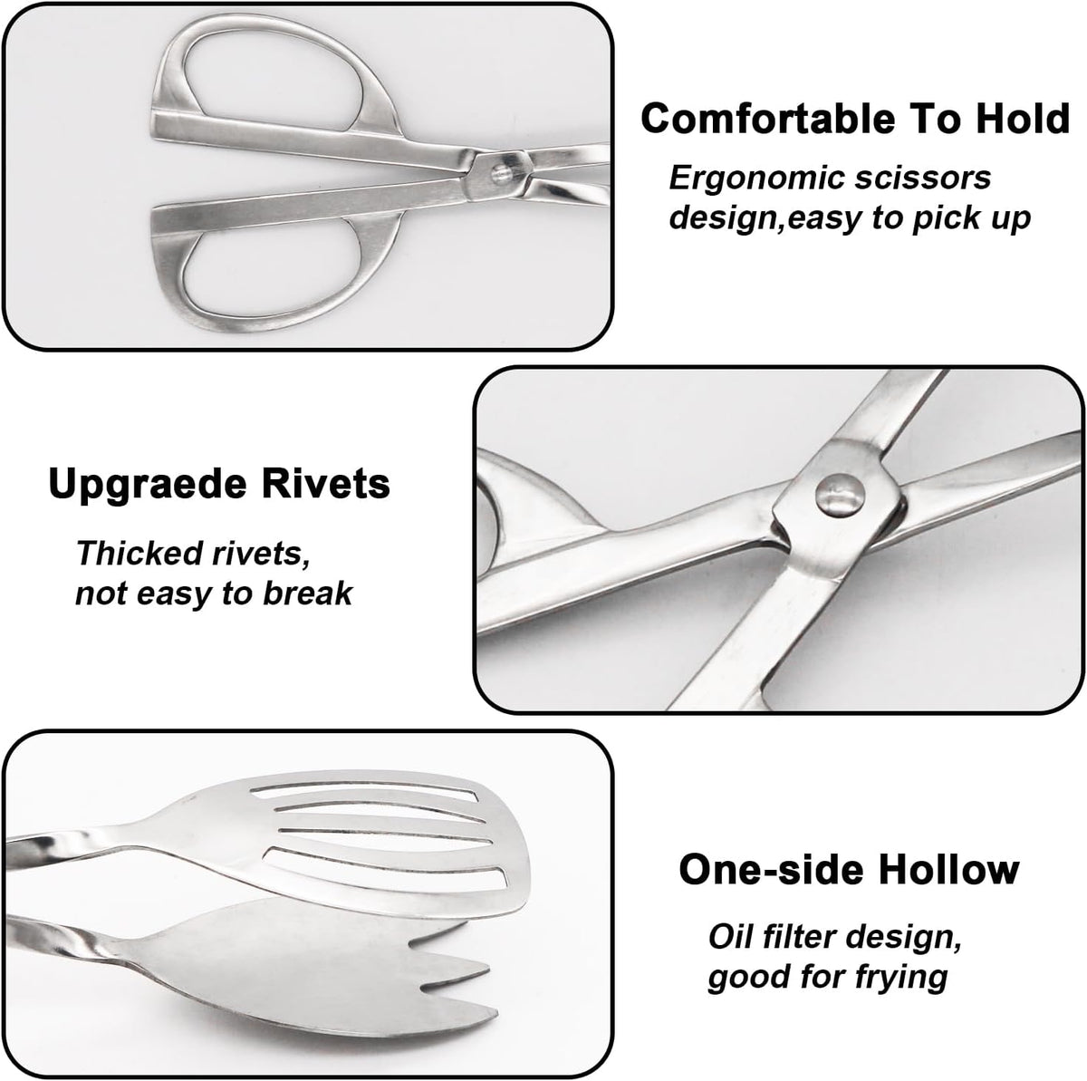 Food Serving Tongs 2 PACK Stainless Steel Salad Tongs for Cooking Cake Bread Kitchen