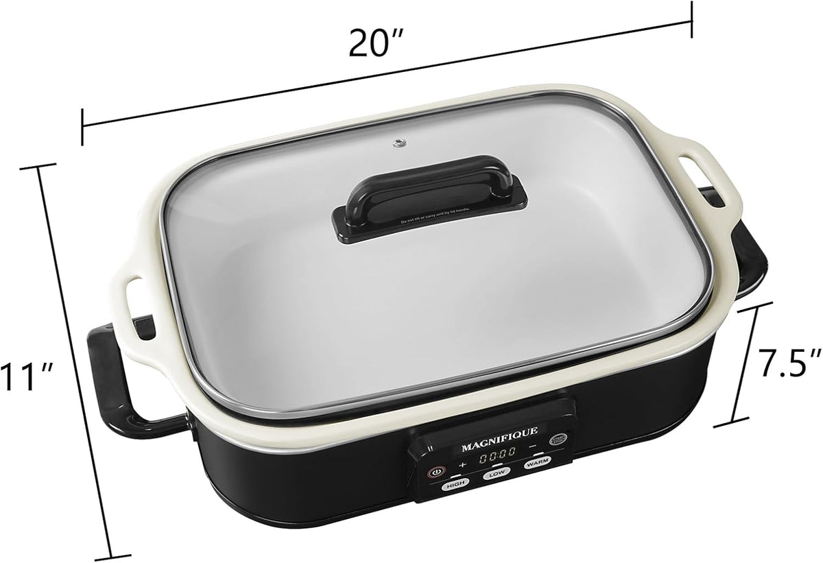 4 Quart Casserole Programmable Slow Cooker with Ceramic Baking Dish - Perfect Kitchen Small Appliance for Family Dinners, Oven Safe and Durable Bakeware for Lasagna, Roasts