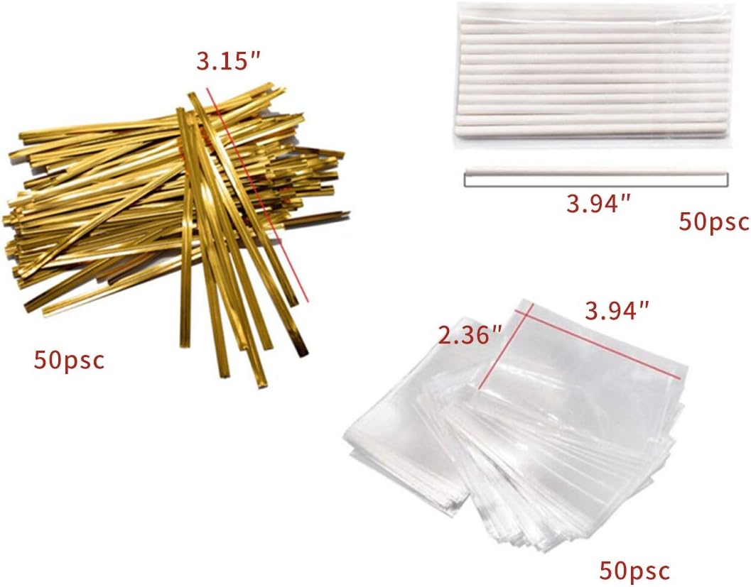 12 Capacity Silicone Cherry Blossoms Lollipop Mold Set, Sucker Molds and Chocolate Hard Candy Mold with 50pcs Lollipop Sucker Sticks, Candy Treat Bags, Gold Ties. (Cherry Blossoms Pink)