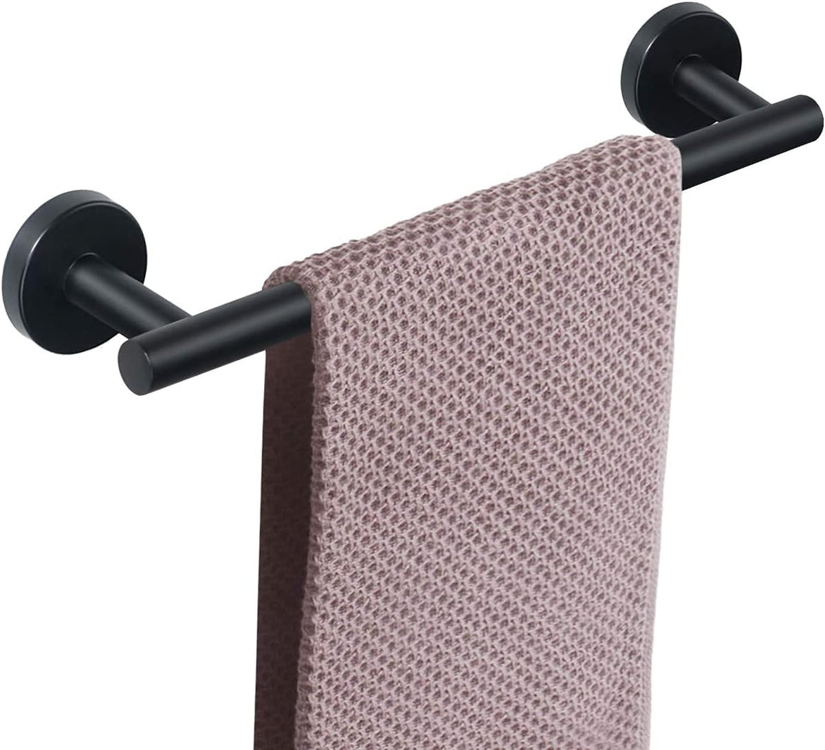 NearMoon Bathroom Towel Bar, Bath Accessories Thicken Stainless Steel Shower Towel Rack for Bathroom, Towel Holder Wall Mounted (1 Pack, Matte Black, 9 Inch)