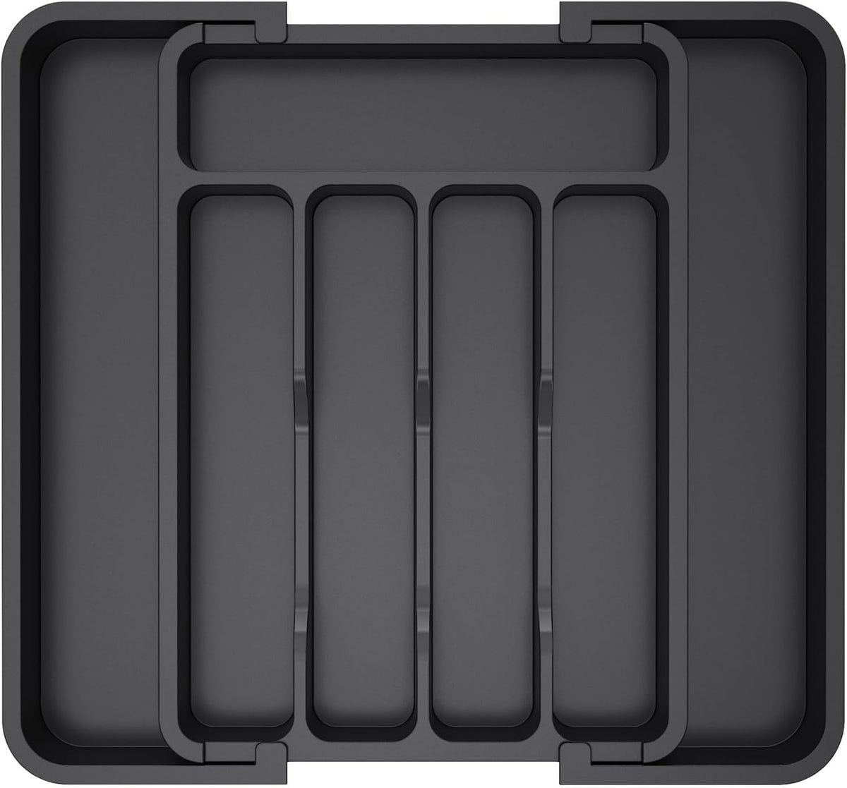 Lifewit Silverware Drawer Organizer, Expandable Utensil Tray for Kitchen, BPA Free Flatware and Cutlery Holder, Adjustable Plastic Storage for Spoons Forks Knives, 8.5"-14.1" x 12.1", Black
