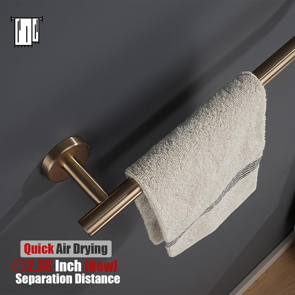 JQK Champagne Bronze Bath Towel Bar, 30 Inch 304 Stainless Steel Thicken 0.8mm Towel Rack Bathroom, Towel Holder Wall Mount, Useable Length 27 Inch, TB110L27-CB