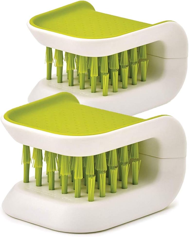 2Pcs Knife Cleaner Blade Brush Green Cutlery Cleaner Brush Bristle Scrub for Kitchen Washing Non-Slip by Lucky Shop1234 (Green, 2pcs)