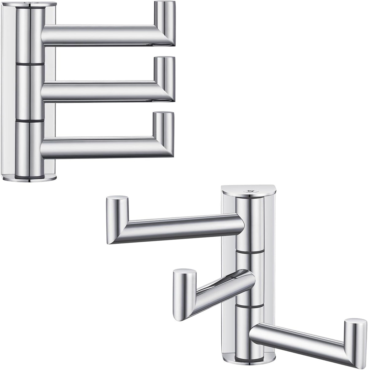 Suyar Swivel Towel Hook Polished Chrome, SUS 304 Stainless Steel Robe Holder for Bathroom with 3 Arms, 2 Pack