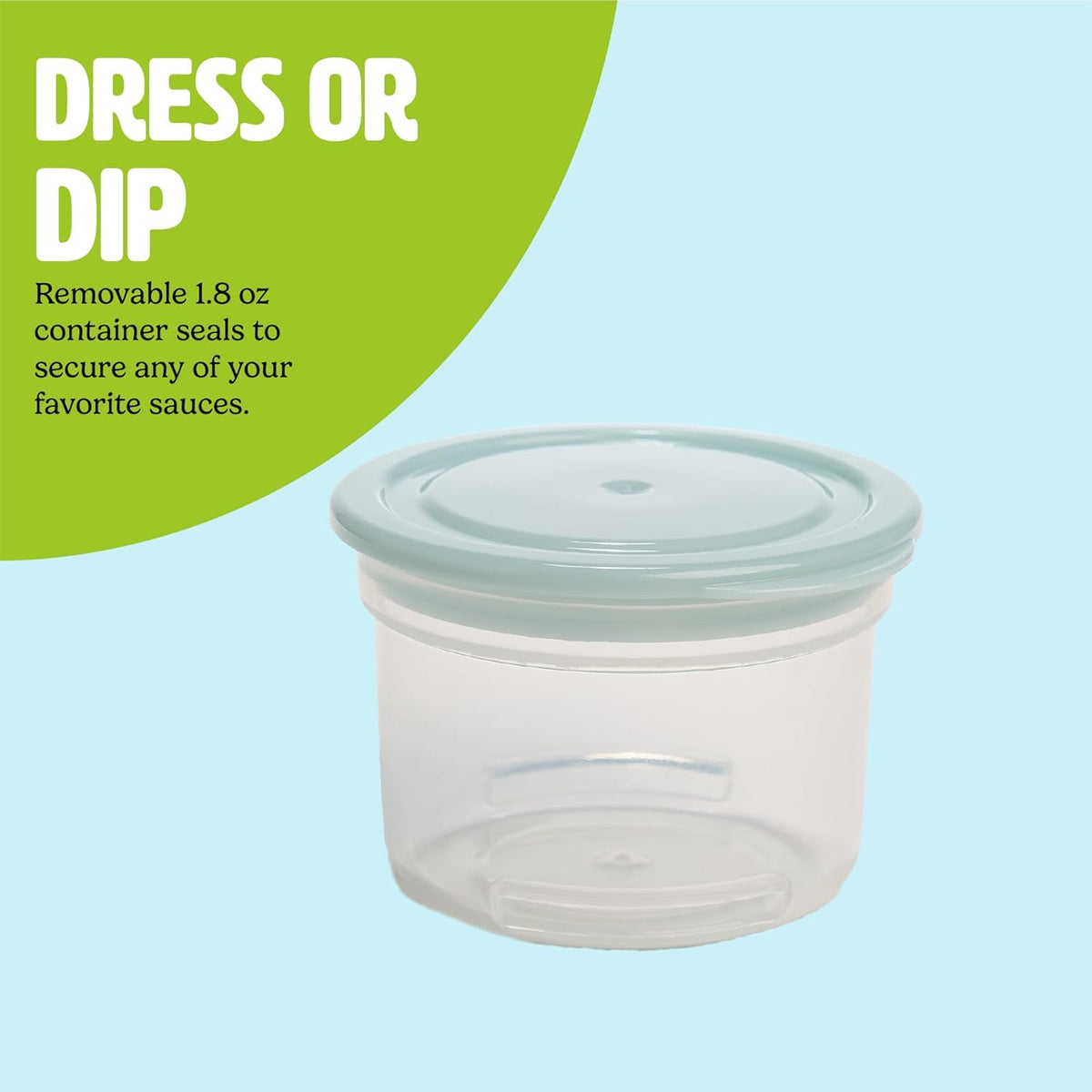 Tasty Travel Snack Cups with Spoons, On-The-Go Snacking, Divided Compartments, Great for Nuts, Cereal, Granola, Yogurt and More, Made Without BPA, 2-Pack, Aqua