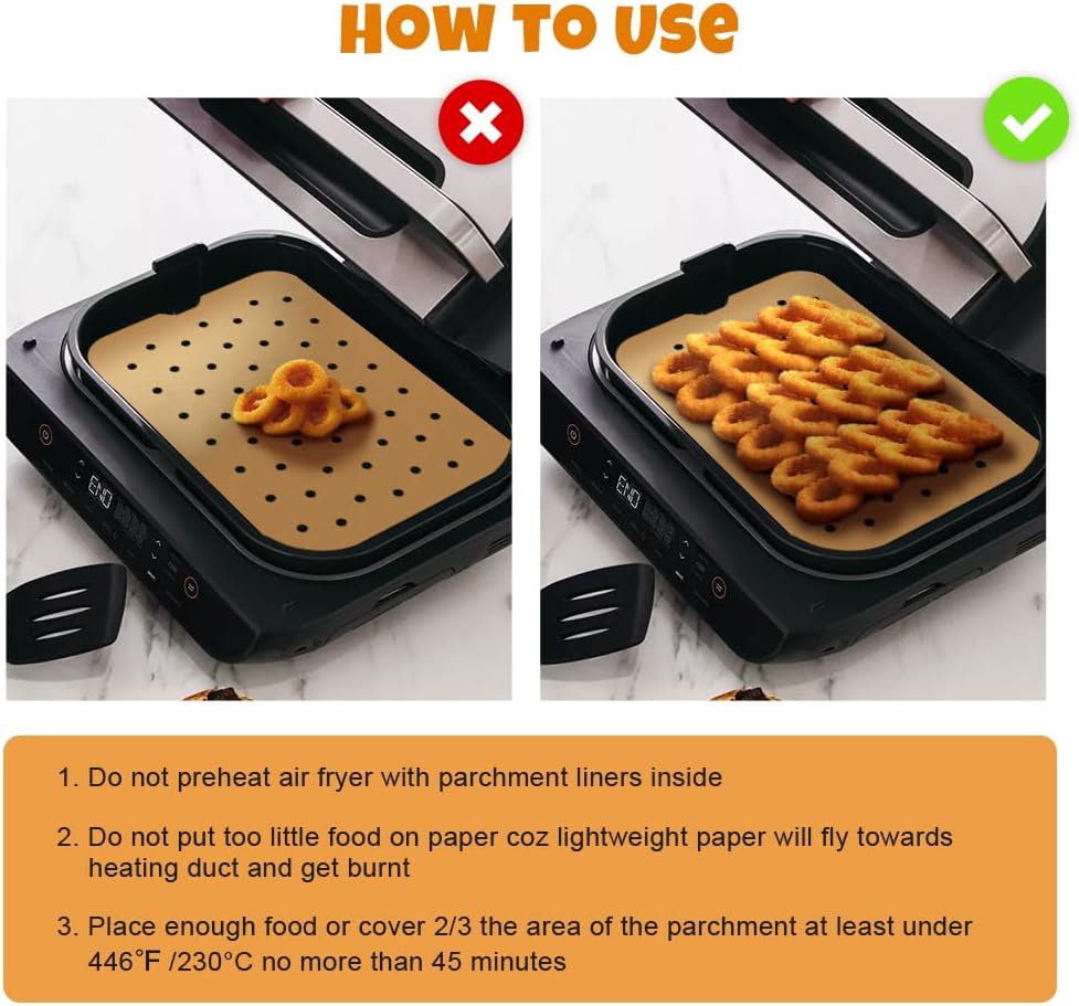 Air Fryer Liners Disposable for Ninja: 150pcs Air Fryer Parchment Paper Liners for Ninja Foodi Smart XL FG551 6-in-1 Indoor Grill Accessories Perforated Rectangle Airfryer Liner Sheets