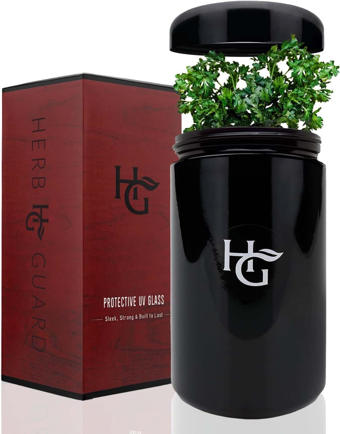 Herb Guard - 2 Oz Airtight Ultraviolet Jar (1 Liter) Keeps Herbs Fresh for Months