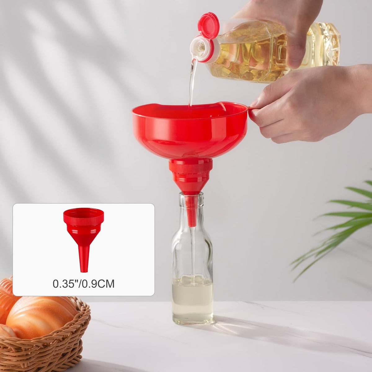 Pisol Wide Mouth Funnels for Kitchen Use, Versatile Food Grade Funnels for Filling Bottles, Plastic Cooking Funnel Set with Strainer, Large Long Neck Funnel for Canning, Mason Jar, Shampoo, Liquids