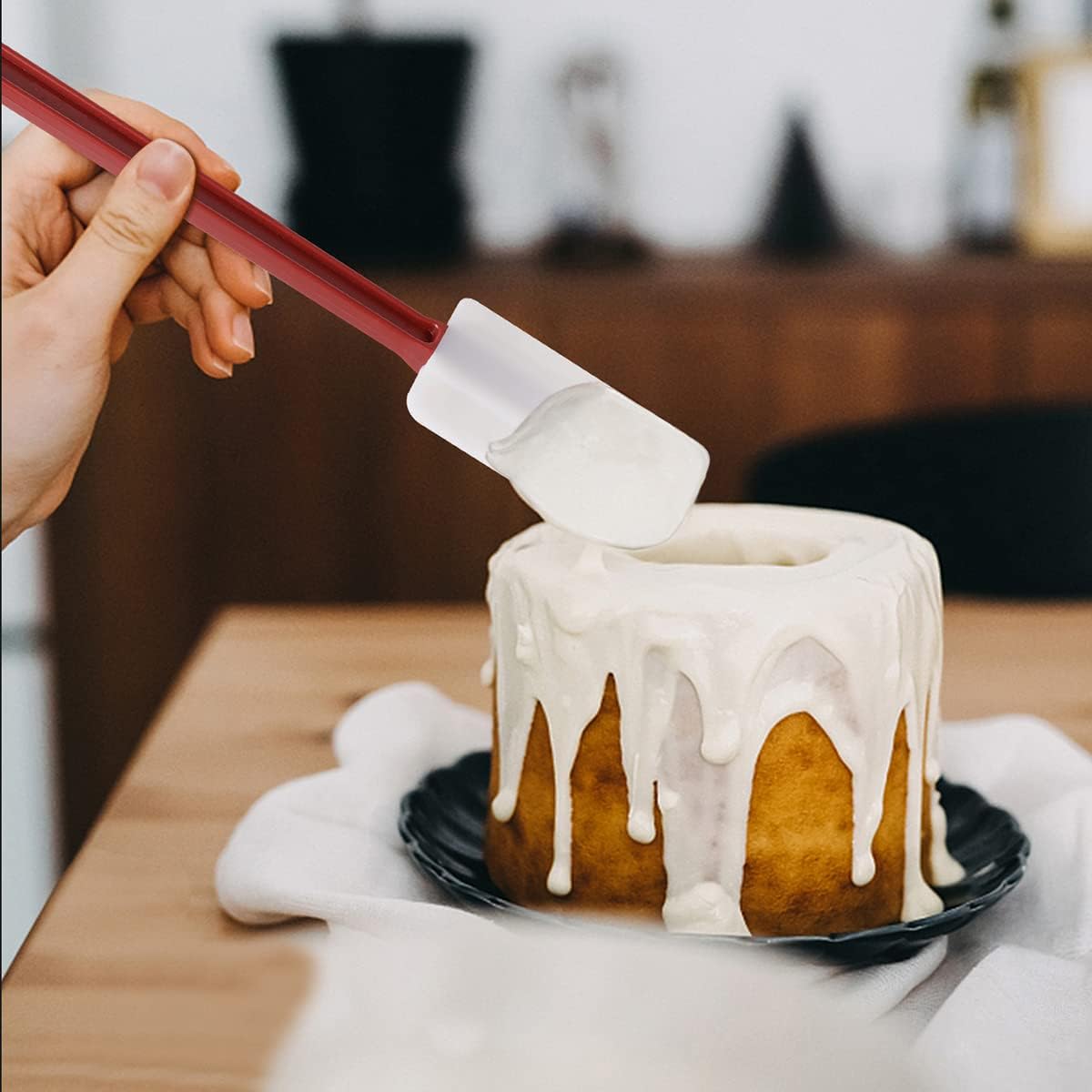Commercial Grade Silicone Rubber Spatula Set, High Heat Spatula Scrapers 14 Inches, Commercial Spatula for Cooking, Rubber Spatula Set Resistant to 500℉ (2 Scrapers 14"/M)