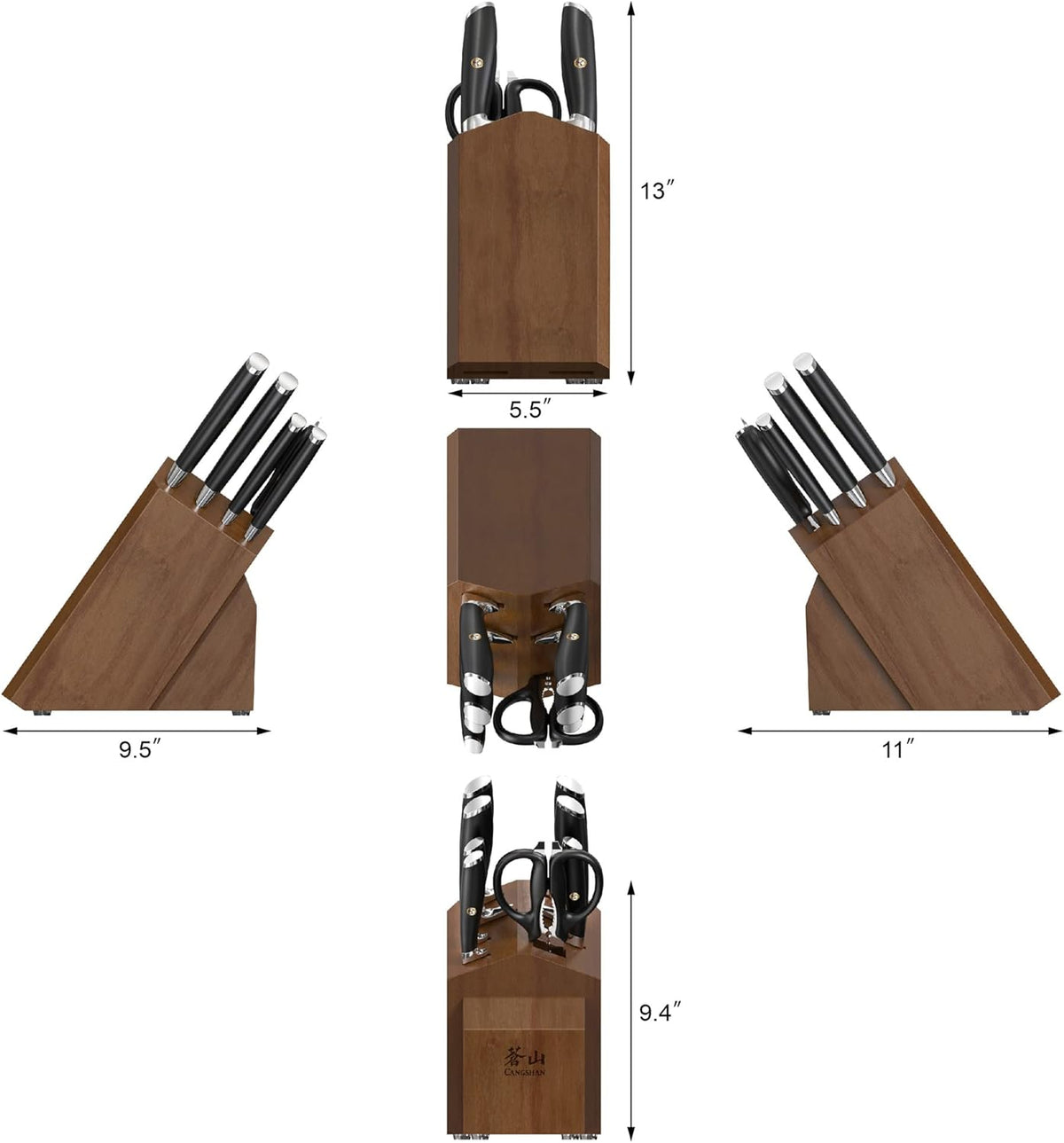 Cangshan L Series 10-Piece Knife Block Set, Forged German Steel, Black, 1027440