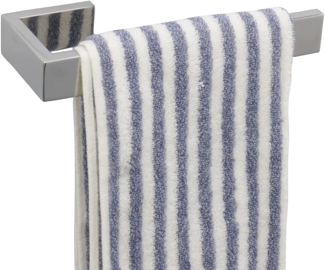 TocTen Hand Towel Holder/Towel Ring - Thicken SUS304 Stainless Steel Bathroom Hand Towel Hanger, 9 Inch Heavy Duty Wall Mounted Towel Rack, Square Hand Towel Bar for Bathroom Hardware (Chrome, 9 in)
