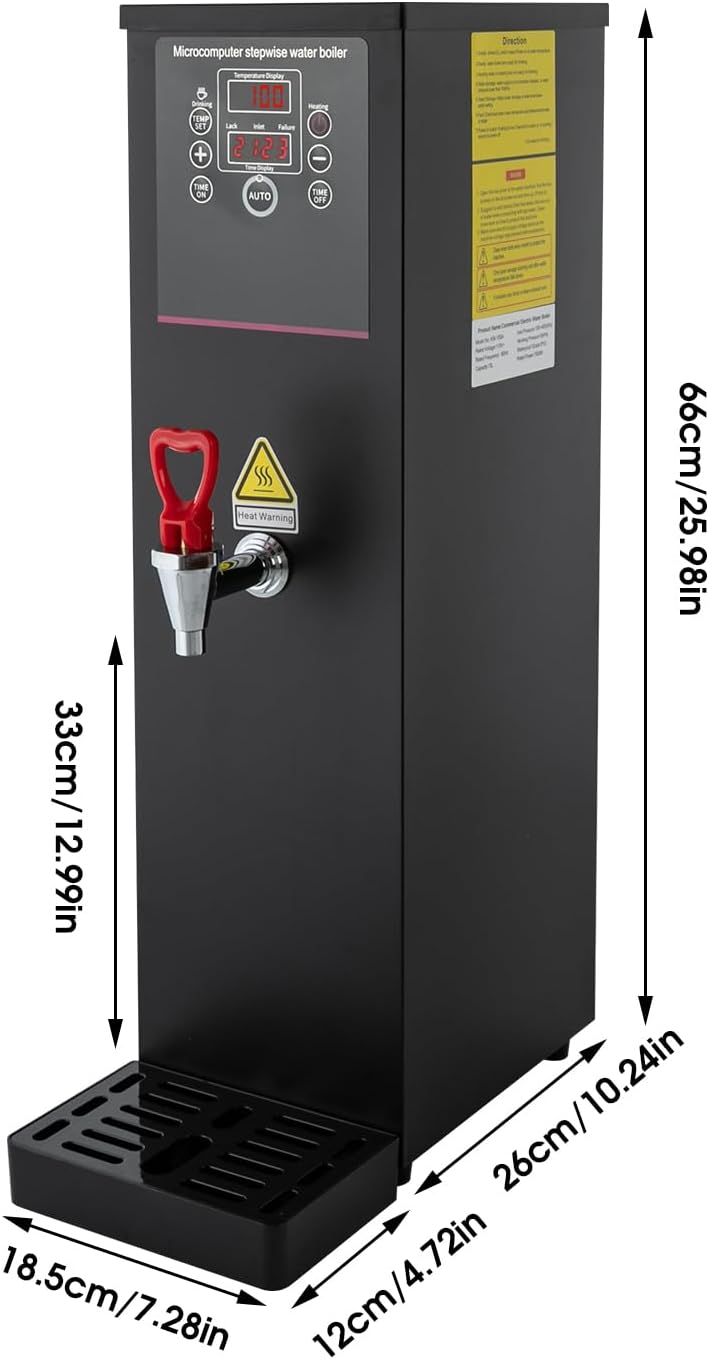 Step-Heating Commercial Hot Water Dispenser, 15L/3.96Gal Hot Water Boiler Dispenser Electric Water Pot Boiler Commercial Boiling Water Machine for Tea Coffee Shop Dessert Shop Hotel - 28L/H 2500W
