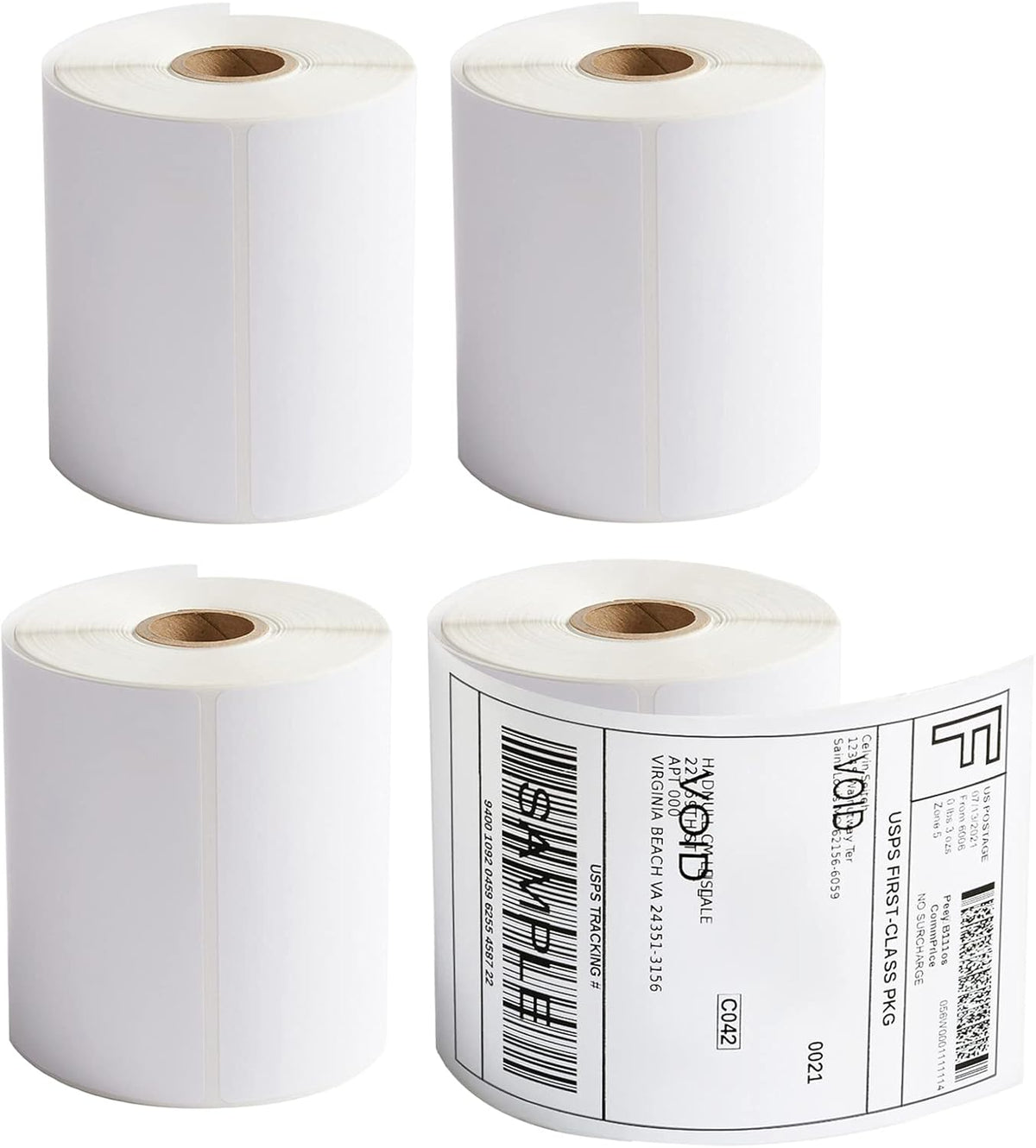 FungLam 4x6 Thermal Labels - 1000 Labels, 4 Rolls Direct Thermal Printer Label, Shipping Labels Compatible with Zebra, Rollo and Most Thermal Printer, Perforated Postage Label Paper, 250 Labels/Roll