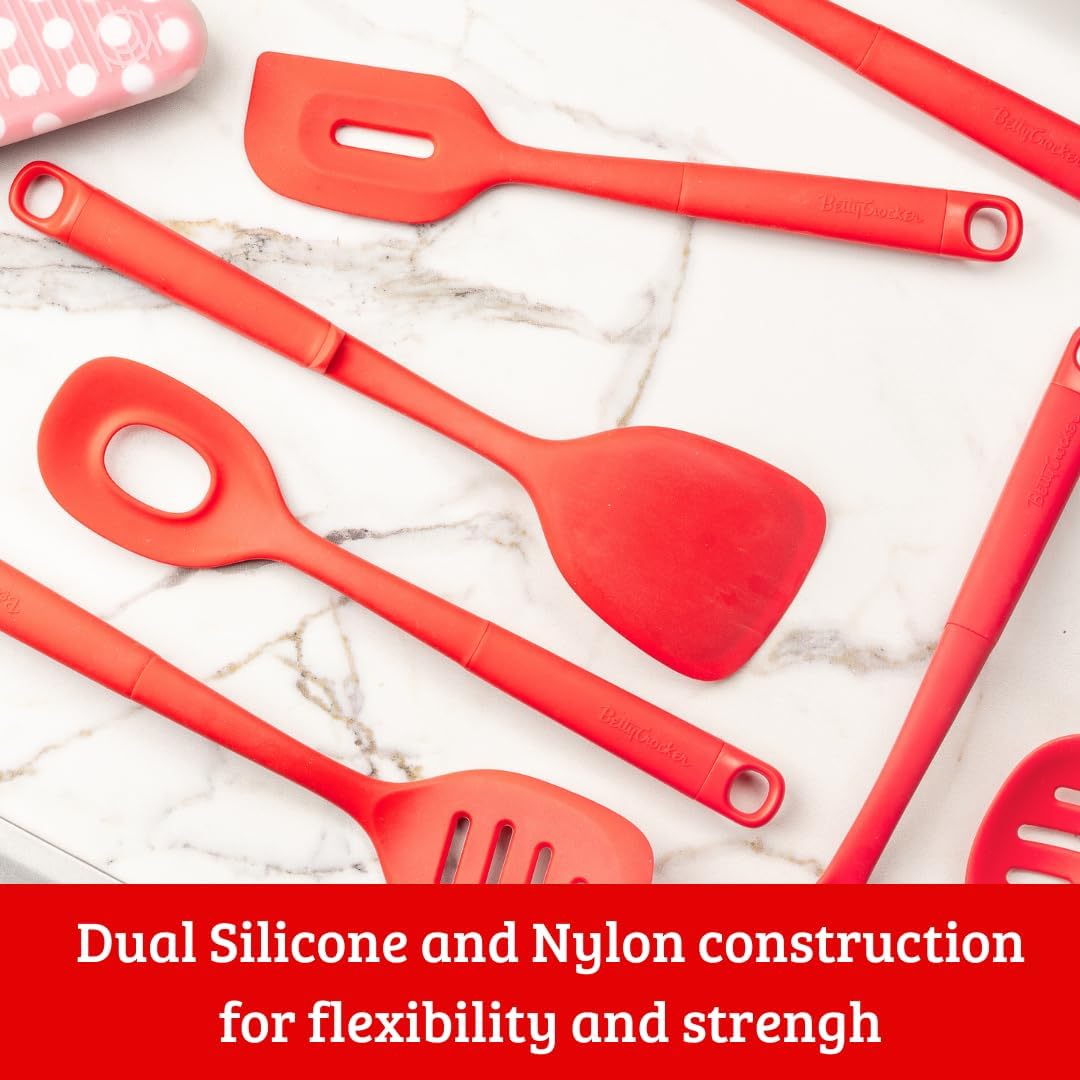 Betty Crocker Silicone Baking/Cooking Utensil Set – Spatula, Spoon, Turner, Scraper. 5-Piece Set, Heat Resistant, BPA Free, Non-Stick, Dishwasher Safe