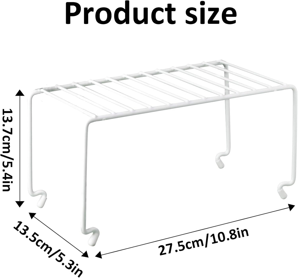 2-Pack Small (10.8x5.3inch) White Stackable Shelf Organizer Rack, Kitchen Shelves Organization for Cabinet, Pantry Organizers and Storage, Wire Shelf Rack, Desk Organizer, Rustproof
