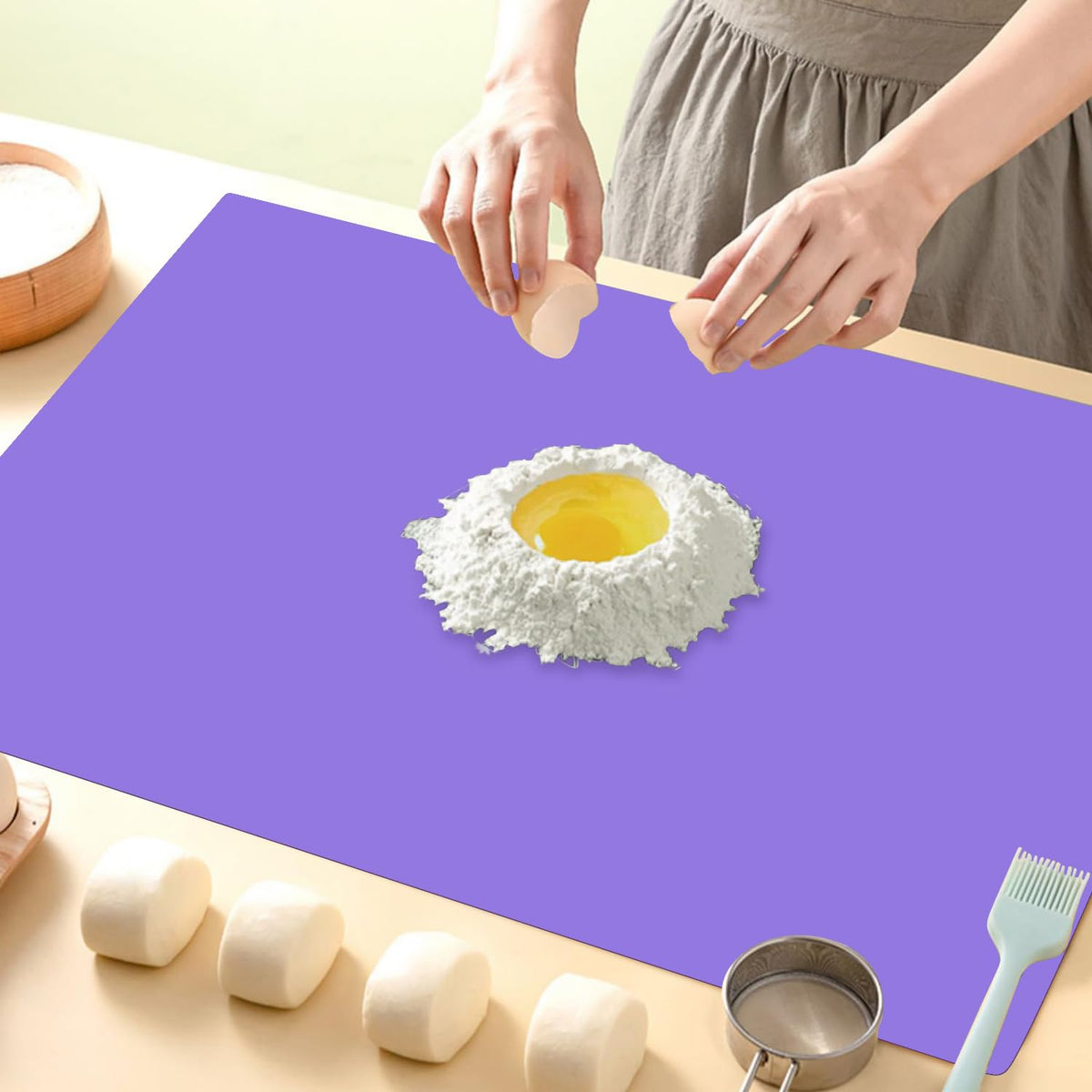 Extra Large Silicone Mats For Kitchen Counter, 27.6'' x 19.7'' Nonskid Silicone Placemats for Kids, Nonstick Purple Silicone Mat for Baking Crafts, Silicone Dab Mat Heat Resistant, 1Pack