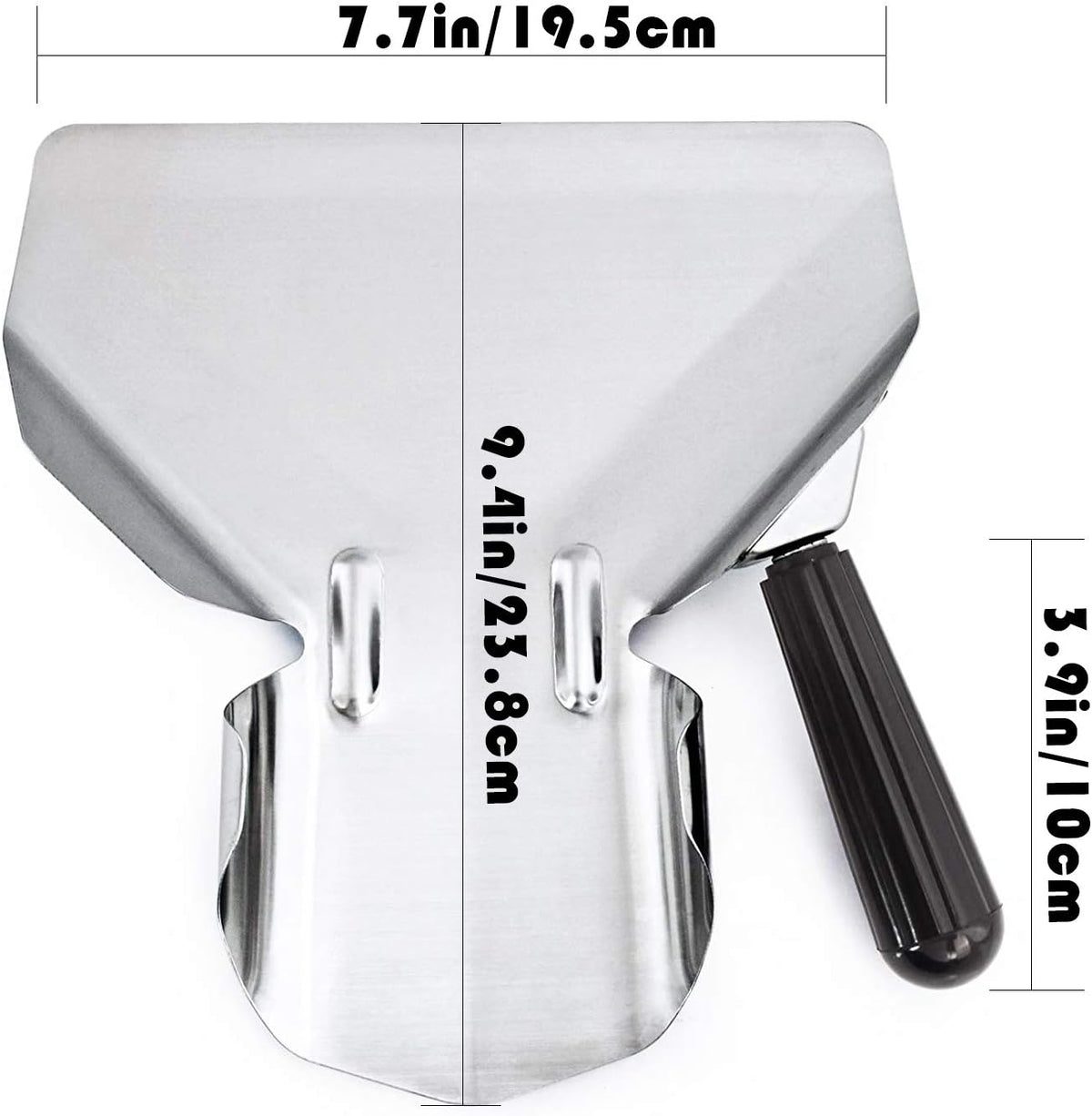 Stainless Steel French Fry Bagger Scoop Chip Popcorn Bagger Ice Candy Snacks Desserts Scooper, Right Handle