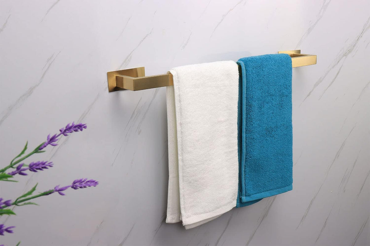 Bathroom Towel Bar Self Adhesive, No Drilling Towel Rack Easy to Install,Hand Towel Holder Made of Premium Stainless Steel Sticky on Hand Towel Hanger for Kitchen, Toilet.(24IN, Gold)