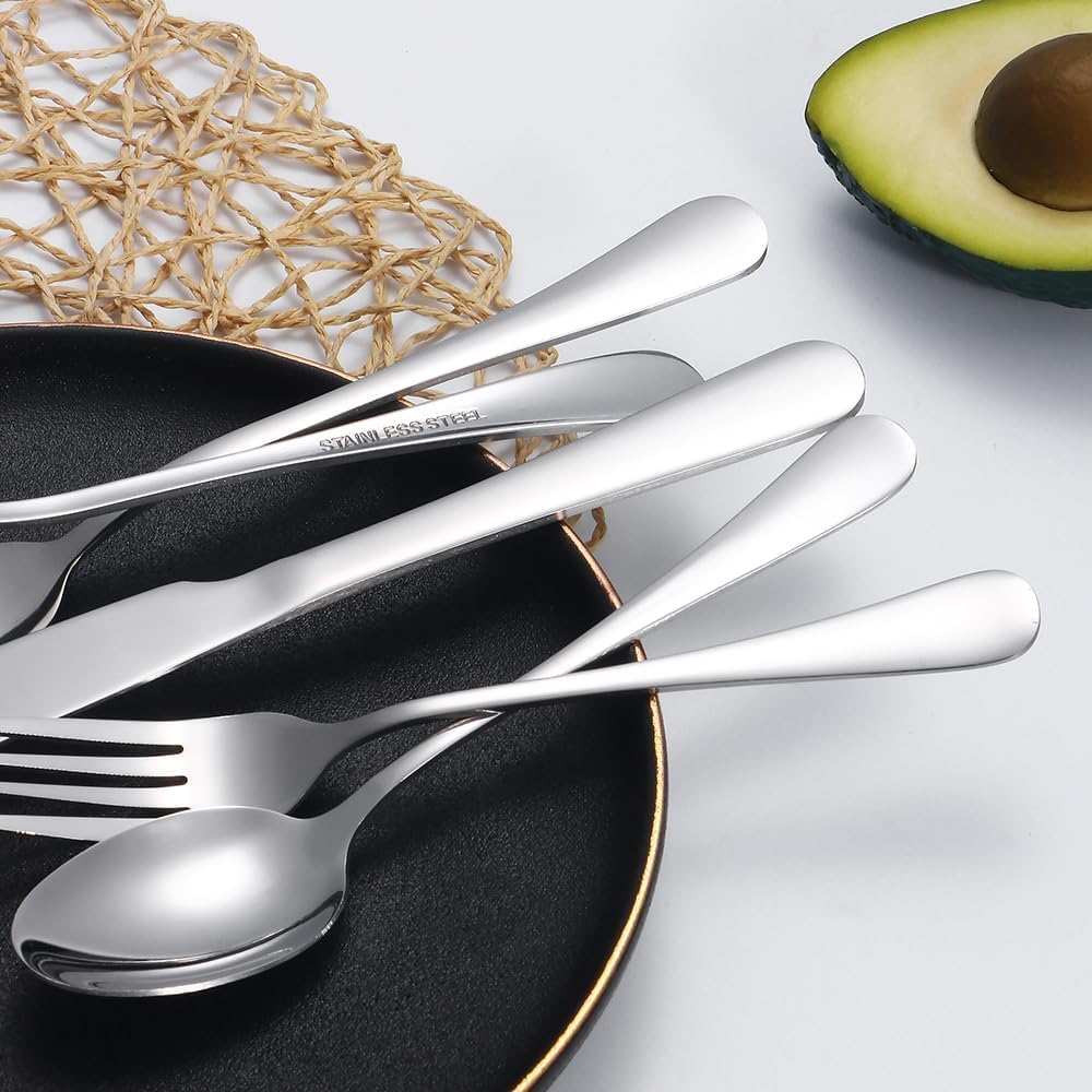 Silverware Set 60 Piece Stainless Steel Flatware Set Silverware Utensils for 12 People Includes Forks Knives Spoons & Salad Forks Dishwasher Safe Durable Tableware for Home Restaurant or Outdoor Use