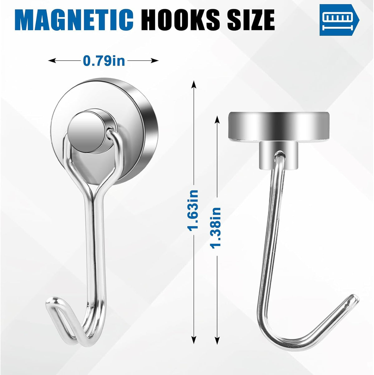 LOVIMAG Hooks, 40lbs+ Magnetic Magnet Hook 2025 Cruise Cabin Ship Essentials Heavy Duty Strong Refrigerator Fridge Hanging for Classroom Beach Vacation Kitchen Grills Home Mug Hanger (20 Pack), Silver