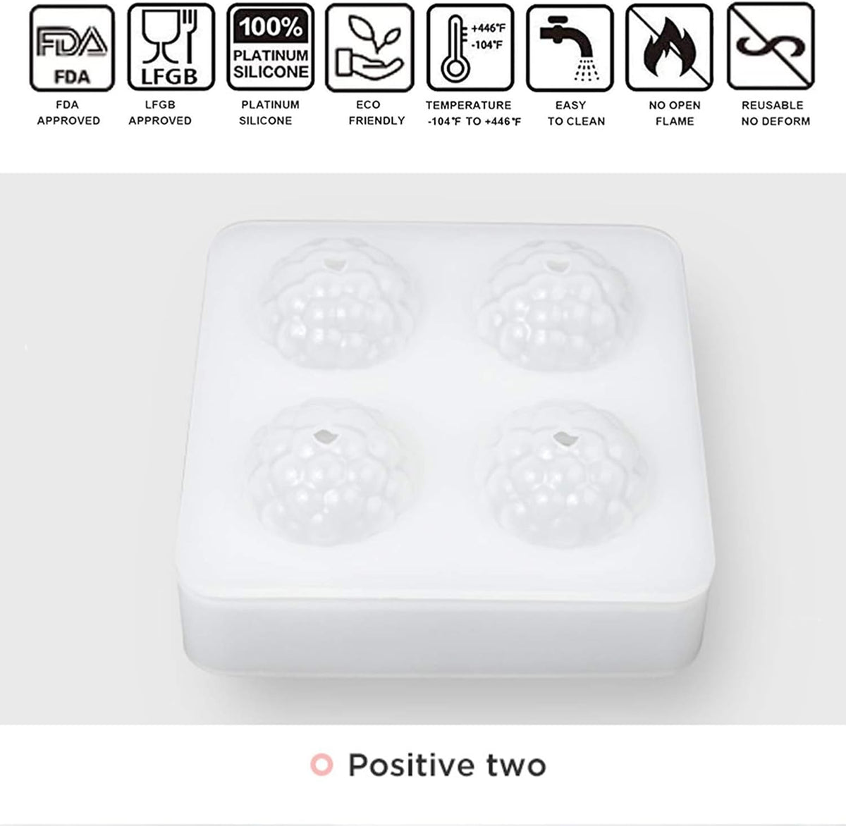 OCPO KITCHEN 3D Raspberry Silicone Mold for Baking Mousse Cake, Candy, Chocolate, Truffle, French Dessert, Pastry, Cupcake, Fruit Ice Cream Mould, Cake Decoration Mold, Raspberry Shape (4-Cavity)