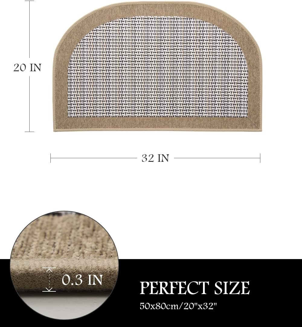 PADOOR Kitchen Mats for Floor, Kitchen Rugs Non Slip Washable, Half Circle Kitchen Floor Mat Sink Rug Rubber Backed Super Absorbent, 20”x32” Brown