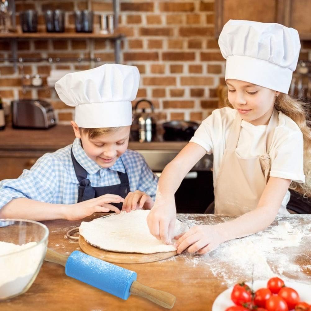 Koogel 9 Inch Mini Kids Rolling Pin, 2 Pcs Small Rolling Pin Handle for Home Kitchen Children Cake
