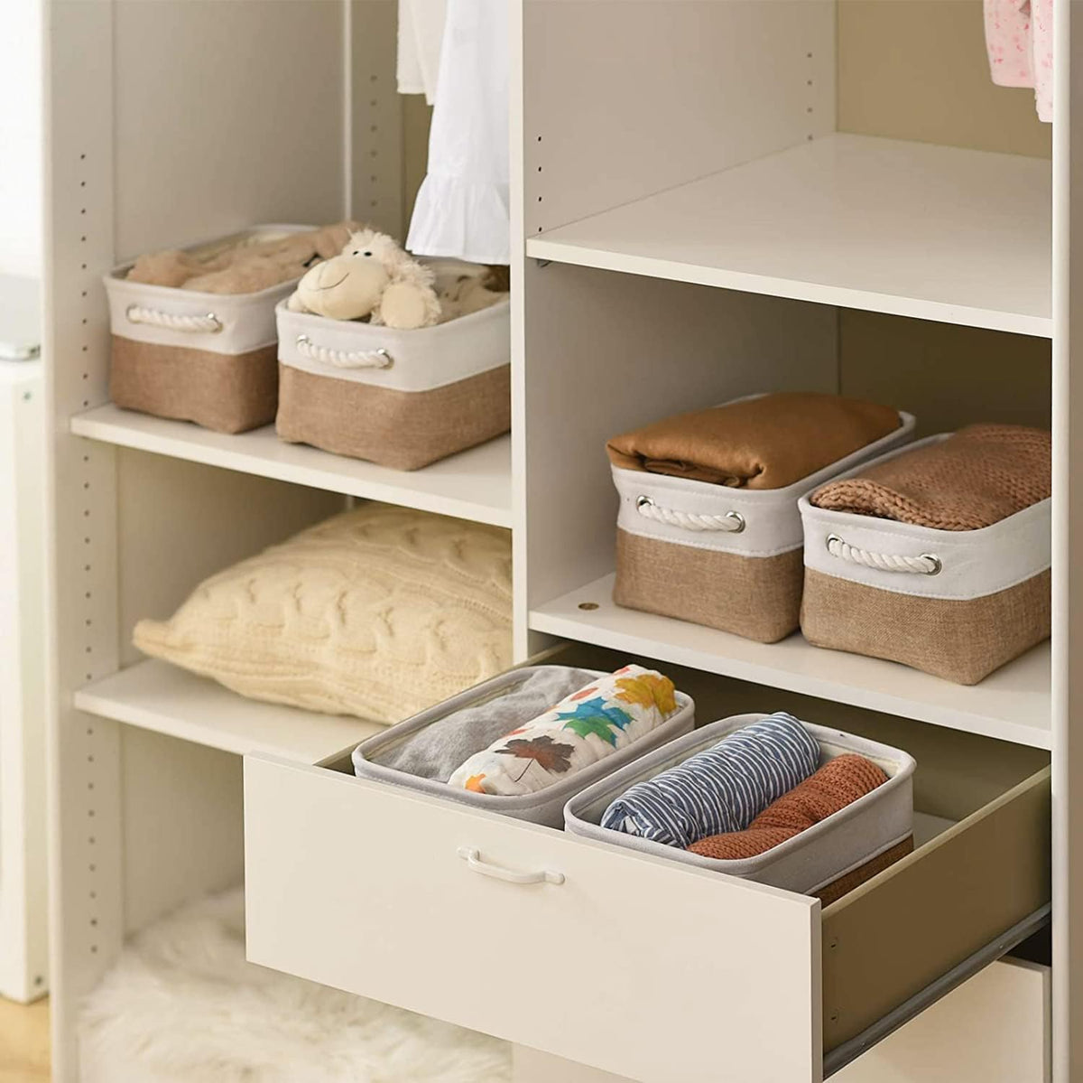 Small Baskets for Organizing, [6 PCS] Collapsible Storage Baskets for Shelves, Storage Bins Boxes Cubes for Clothes Books