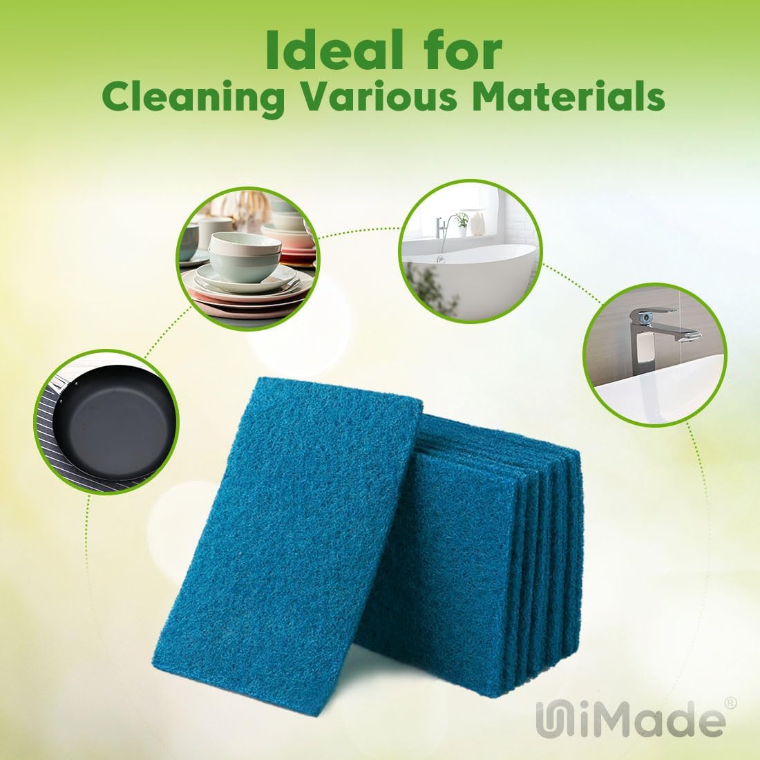 Non-Scratch Scouring Pads, 96Pcs Household Scour Pads for Kitchen, Garage and Outdoors, Reusable Dish Scrubber Pads for Pan and Metal Grill - Blue