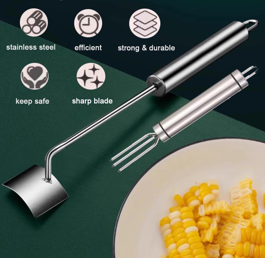 Corn Peeler, Corn Peeler for Corn on the Cob, Stainless Steel Corn Cob Stripper Tool Set, Avoid Cutting the Hands, Gift for Cooking Enthusiasts, Suitable for Kitchen and Outdoor Dining