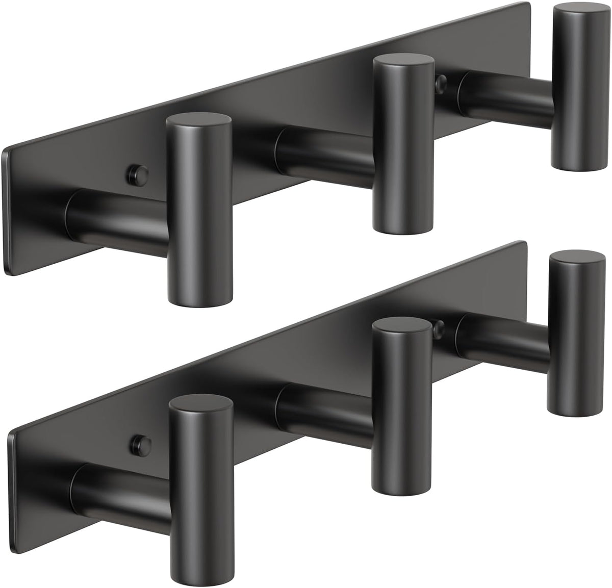 PMMASTO Coat Rack Wall Mounted, 3 "T Shaped Wall Hooks for Hanging, Heavy Duty Stainless Steel Coat Hook Rail for Hat Towel Robes in Bathroom Kitchen Mudroom Entryway (Black, 2PC)
