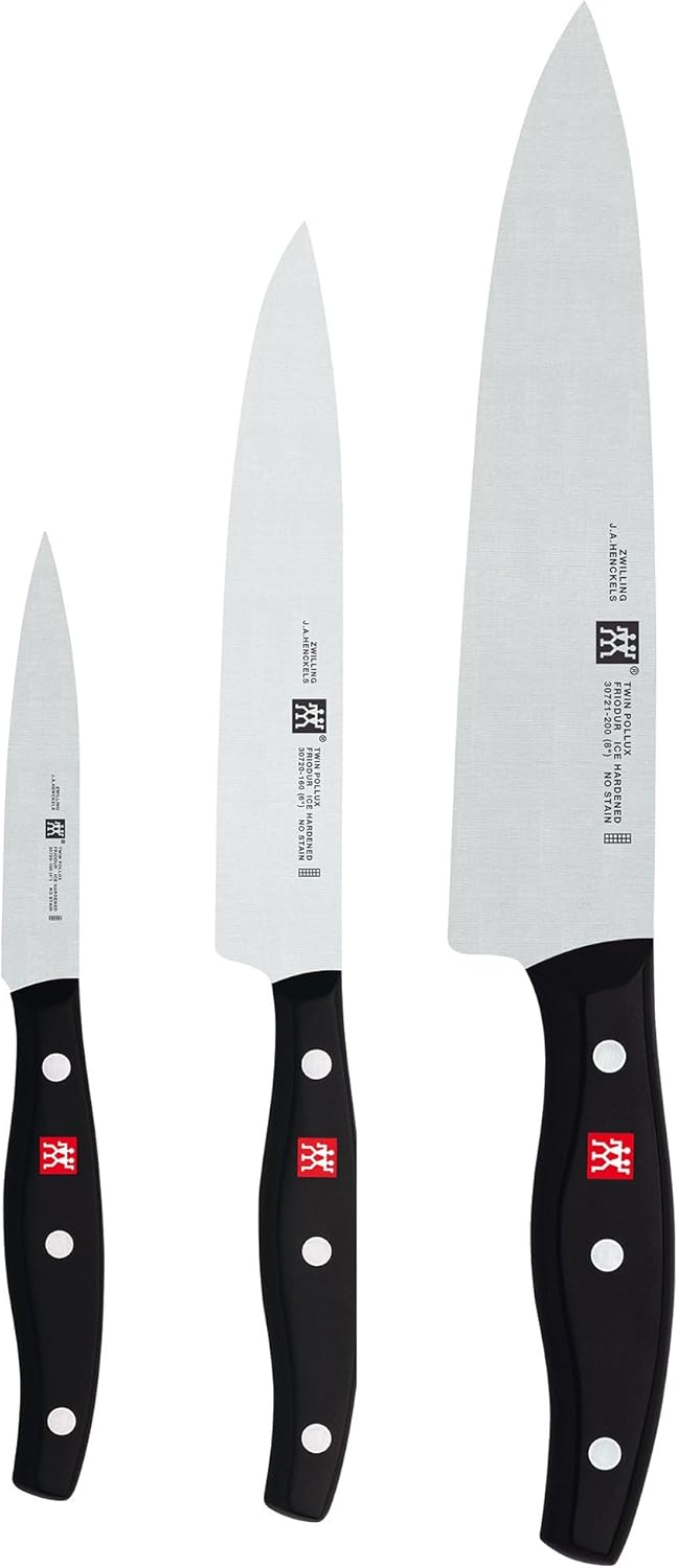 ZWILLING Twin Signature 3-pc German Knife Set, Razor-Sharp, Made in Company-Owned German Factory with Special Formula Steel perfected for almost 300 Years, Dishwasher Safe