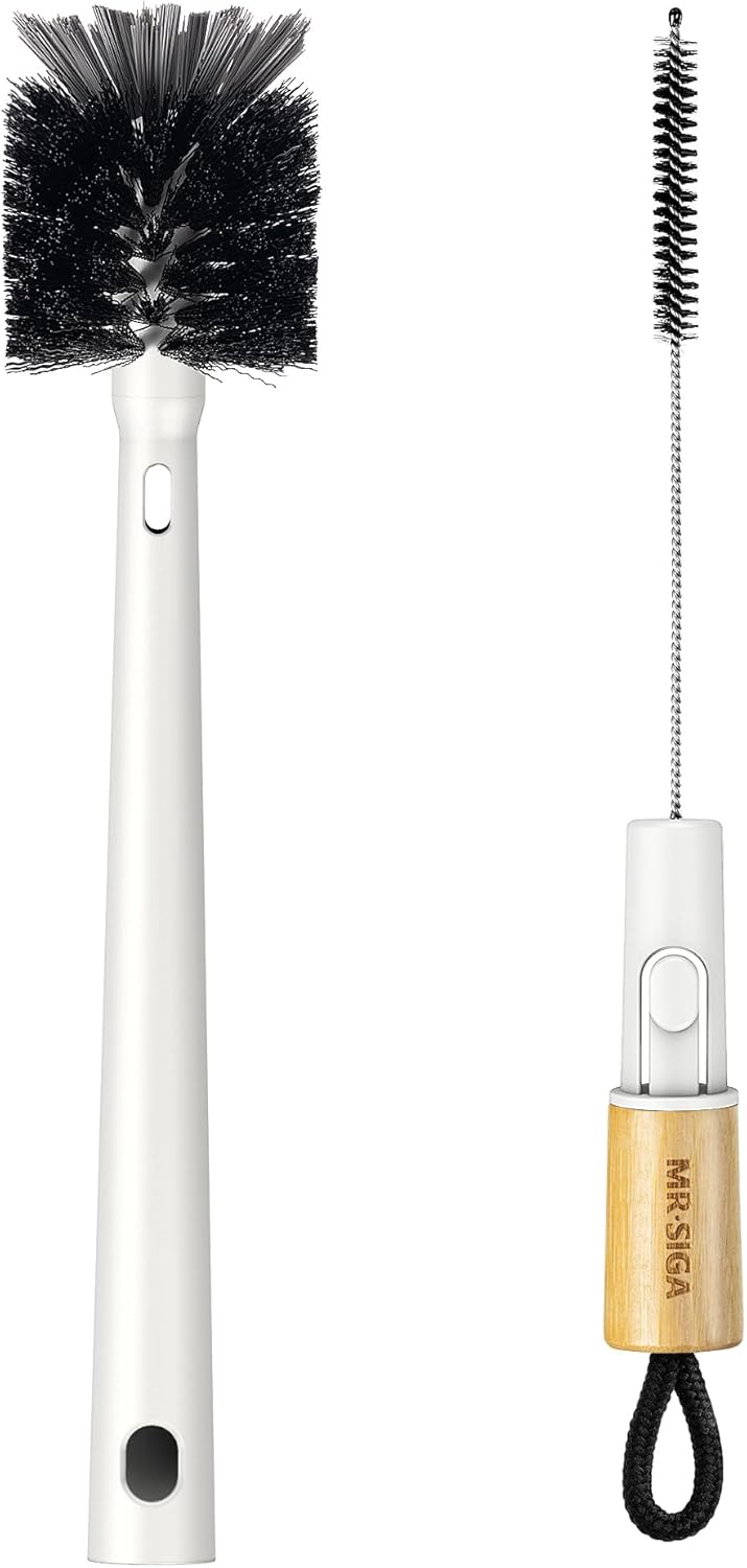 MR.SIGA Water Bottle Brush and Straw Cleaner Brush, Long Handle Bottle Cleaner Brush, 2 in 1 Bottle Cleaning Brush for Sports Bottles, Baby Bottles, Mugs, Straws